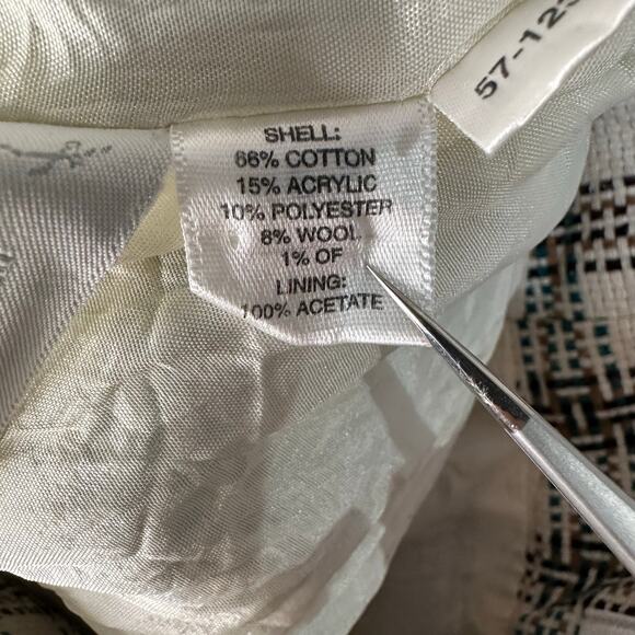 Ann Taylor Loft Plaid Skirt WMNS 10 Ivory/Teal/Brown Flared Trumpet Mini Office - Picture 5 of 6